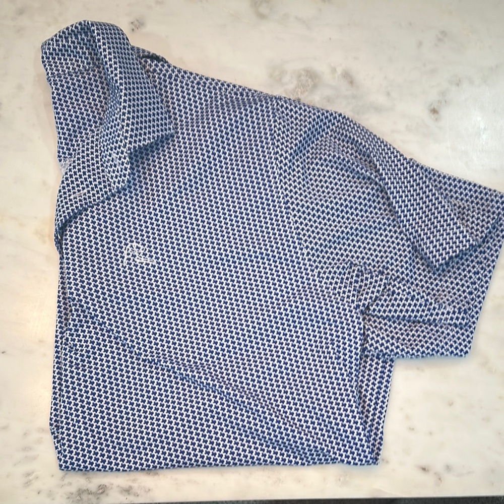 Rhoback Blue and White Polo Shirt XL. Texas